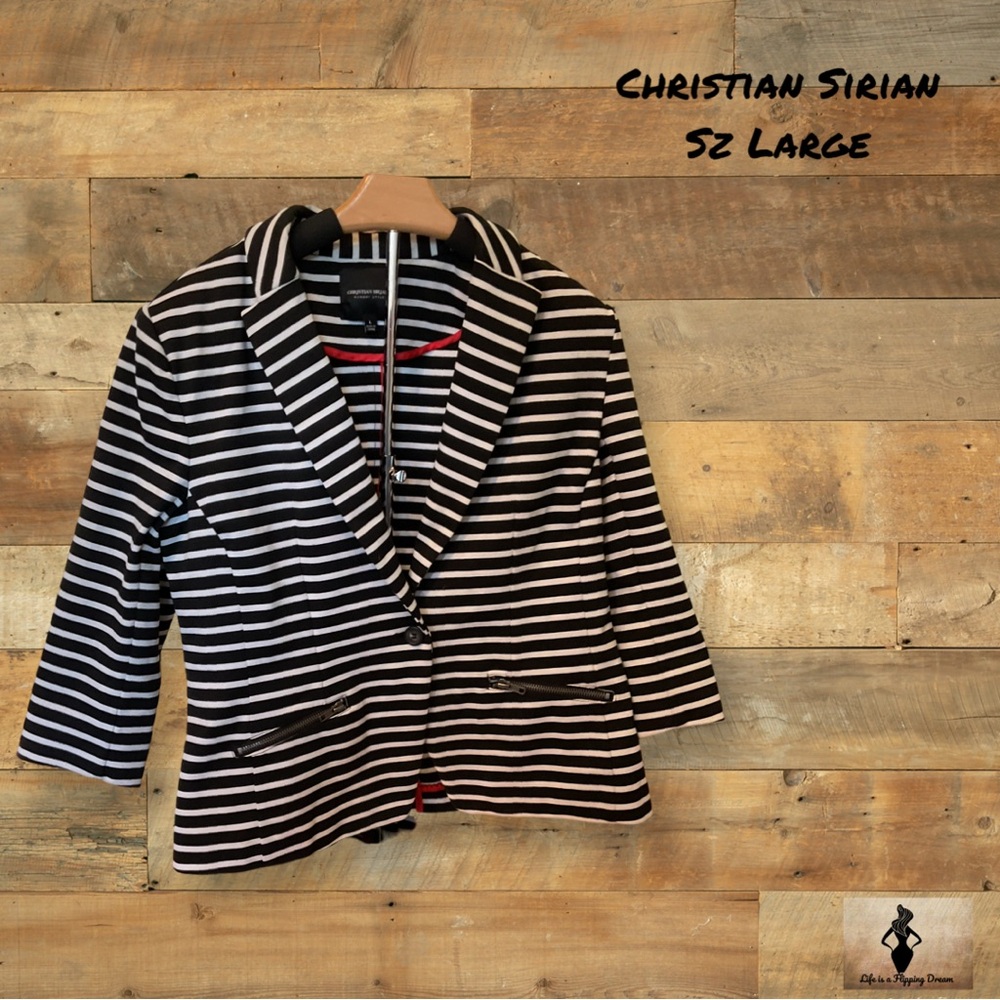 Christian Siriano Sz Large Black and White Stripe Women’s Blazer